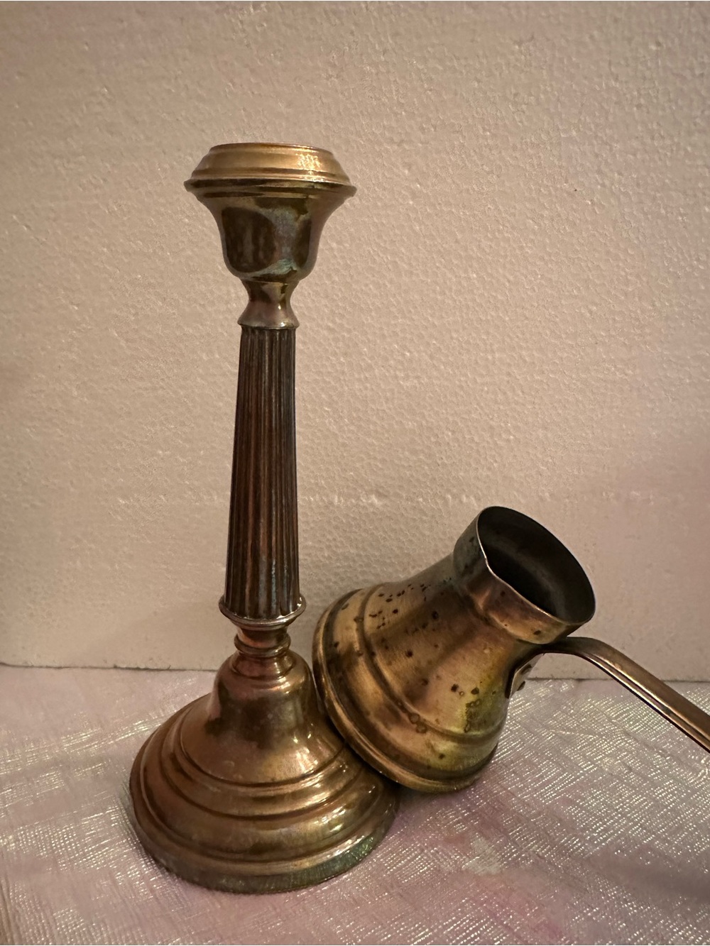 Vintage-Inspired Brass Candlestick Holder in Warm Brass